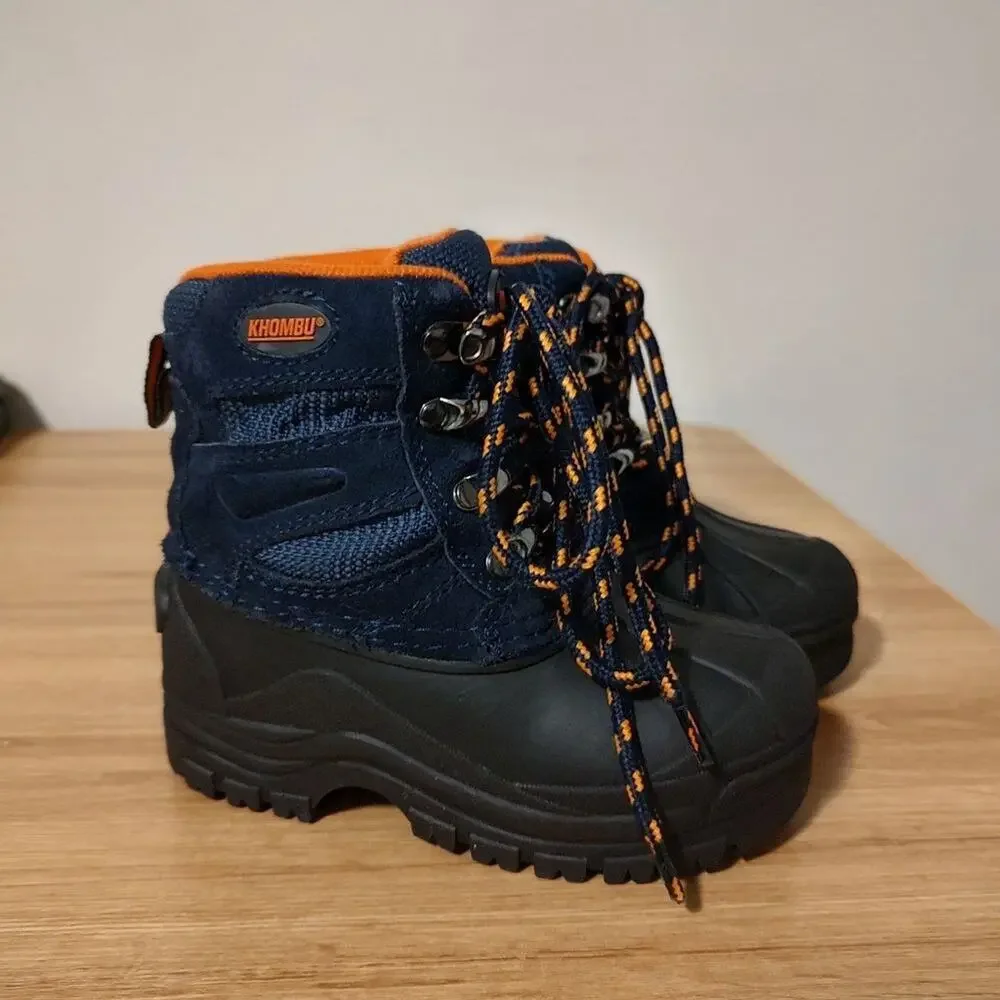 Khombu Kids Snow Boots Size 9M Orange Blue Black Waterproof Winter Rain Boots